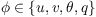 $ \phi \in \{u,v,\theta,q\} $