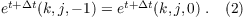 $e^{t + \Delta t}(k,j,-1) = e^{t + \Delta t}(k,j,0) \; . \quad(2)$